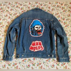Uniqlo type II style Jean jacket, Man Wolfs back patch, size medium